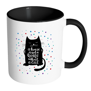 A House is Not a Home Without a Cat Color Accent Coffee Mug - J & S Graphics