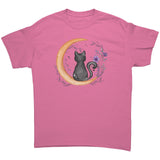 Black Cat Sitting on Moon Unisex T-Shirt