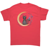 Black Cat Sitting on Moon Unisex T-Shirt