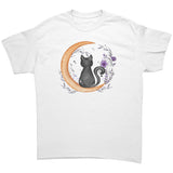 Black Cat Sitting on Moon Unisex T-Shirt