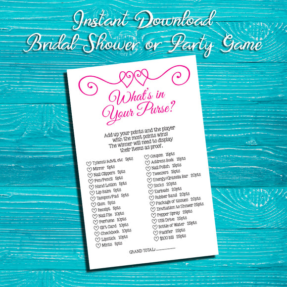 50 Sheets What's in Your Purse? Gender Reveal Unisex Baby Shower Party Game,  PACK - Fred Meyer