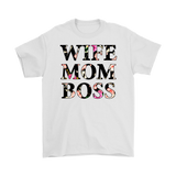 WIFE MOM BOSS Floral Design Unisex T-Shirt