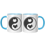CAT DOG - YIN YANG Color Accent Coffee Mug Choice of Accent color