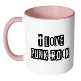 I LOVE PUNK ROCK Color Accent Coffee Mug - J & S Graphics