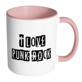 I LOVE PUNK ROCK Color Accent Coffee Mug - J & S Graphics