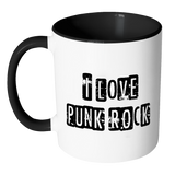 I LOVE PUNK ROCK Color Accent Coffee Mug - J & S Graphics