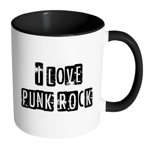 I LOVE PUNK ROCK Color Accent Coffee Mug - J & S Graphics