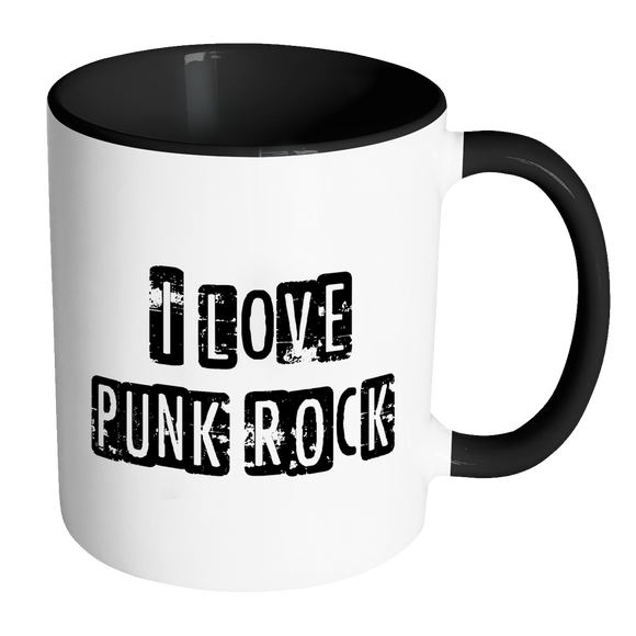 I LOVE PUNK ROCK Color Accent Coffee Mug - J & S Graphics