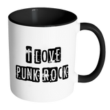 I LOVE PUNK ROCK Color Accent Coffee Mug - J & S Graphics