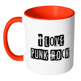 I LOVE PUNK ROCK Color Accent Coffee Mug - J & S Graphics