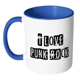 I LOVE PUNK ROCK Color Accent Coffee Mug - J & S Graphics