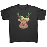 Cute Reindeer with Red Nose and Christmas Lights Youth T-Shirt