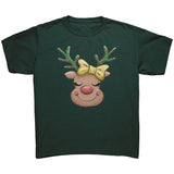 Cute Reindeer with Red Nose and Christmas Lights Youth T-Shirt