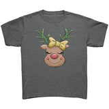 Cute Reindeer with Red Nose and Christmas Lights Youth T-Shirt