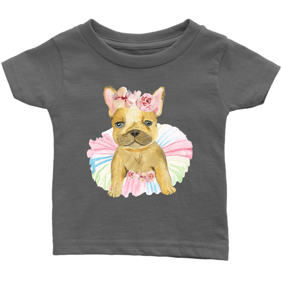 Adorable French Bulldog in TuTu, Frenchie Infant T-Shirt