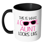 This is what a Cool Aunt Looks Like - Color Accent Coffee Mug - Choice of Color - J & S Graphics