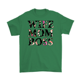 WIFE MOM BOSS Floral Design Unisex T-Shirt