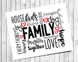 FAMILY 8x10 Typography Art Print Wall Decor