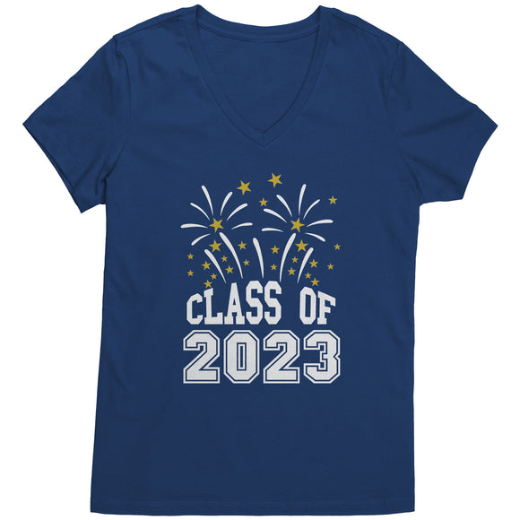 CLASS of 2023 w/Fireworks Women's V-Neck T-Shirt