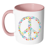 Floral Peace Sign Color Accent Coffee Mug - J & S Graphics