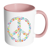 Floral Peace Sign Color Accent Coffee Mug - J & S Graphics