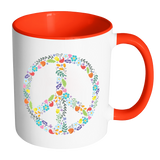 Floral Peace Sign Color Accent Coffee Mug - J & S Graphics