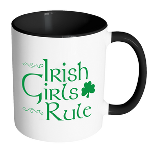 Irish Girls Rule Color Accent Coffee Mug - Choice of Color - J & S Graphics