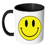 SMILEY FACE Color Accent Coffee Mug - Choice of Accent color - J & S Graphics