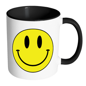 SMILEY FACE Color Accent Coffee Mug - Choice of Accent color - J & S Graphics