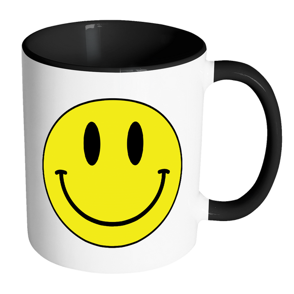 SMILEY FACE Color Accent Coffee Mug - Choice of Accent color - J & S Graphics