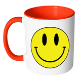 SMILEY FACE Color Accent Coffee Mug - Choice of Accent color - J & S Graphics