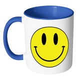 SMILEY FACE Color Accent Coffee Mug - Choice of Accent color - J & S Graphics