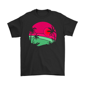 Retro Pink Beach Sunset - Cool Men's or Women's T-Shirt