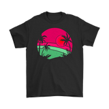 Retro Pink Beach Sunset - Cool Men's or Women's T-Shirt