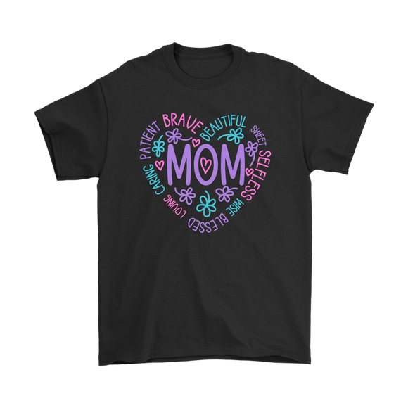 MOM Description in HEART Unisex and Women's T-Shirts