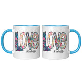 LOVE #teacherlife 11oz Color Accent COFFEE MUG
