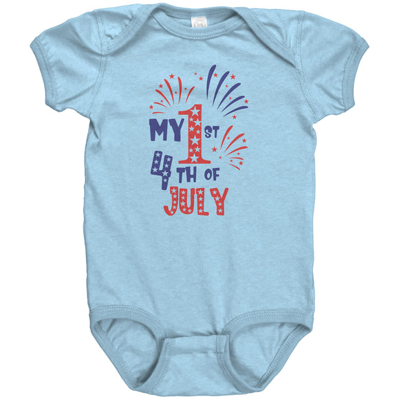 MY FIRST 4th of JULY Baby's First Snap One Piece Bodysuit