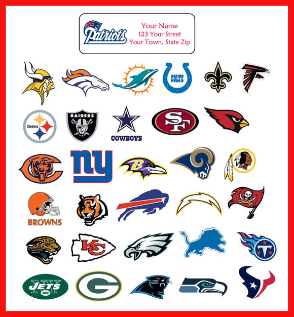 Personalized NFL Address Labels Football Return Address Labels, CHIEFS, 49ers, SUPER BOWL - J & S Graphics