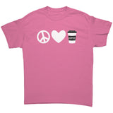 Peace Love Coffee Unisex short sleeve t-shirt