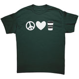 Peace Love Coffee Unisex short sleeve t-shirt