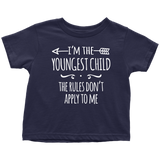 I'm the Youngest Child Toddler T-Shirt, The Rules Don't Apply to Me - J & S Graphics