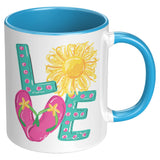 Summer LOVE Flip Flops 11oz Color Accent COFFEE MUG