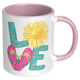 Summer LOVE Flip Flops 11oz Color Accent COFFEE MUG