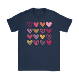 Sketchy Hearts Women's T-Shirt, Love, Pink and Gold Hearts