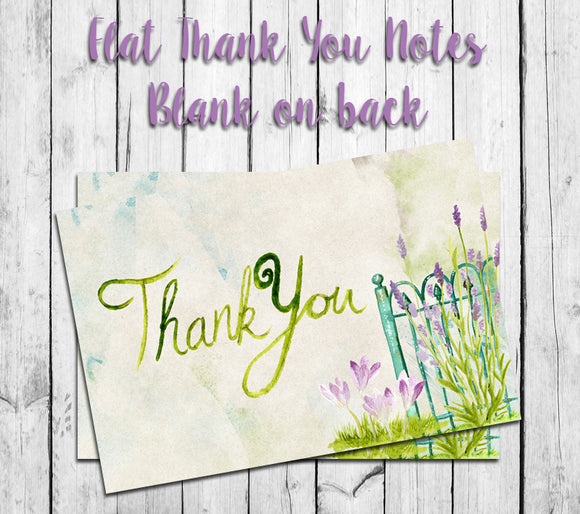 Watercolor Garden Gate THANK YOU Note CARDS, Digital Printable, Instant Download - J & S Graphics