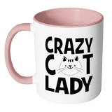 CRAZY CAT LADY Color Accent Coffee Mug Choice of Accent color - J & S Graphics