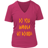 DO YOU WANNA GET ROCKED? Def Leppard Women's V-Neck T-Shirt - J & S Graphics