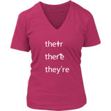 THEIR, THERE and THEY'RE Grammar Women's V-neck T-Shirt - J & S Graphics