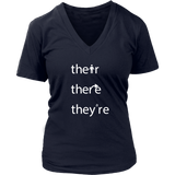 THEIR, THERE and THEY'RE Grammar Women's V-neck T-Shirt - J & S Graphics