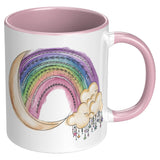 Watercolor Look Rainbow, Moon and Stars 11oz Color Accent COFFEE MUG
